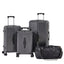 Luggage Set 4 pcs (20"/24"/29"/Travel Bag), PC+ABS Durable Lightweight Luggage with Collapsible Cup Holder, TSA Lock, Gray - Korvel