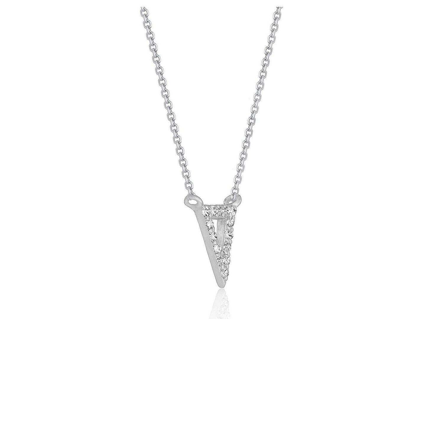 Pendentif Triangle Inversé en Diamant en Or Blanc 14k