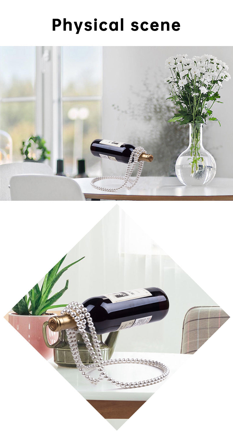 Pearl Necklace Stainless Steel Wine Rack Wine Pedestal Clamp Holder Suspension Champagne Whisky Small Ornaments - Korvel