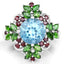 Bague de fiançailles en argent sterling .925 avec topaze bleue de 5,76 carats et grenat