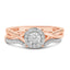 14K Rose Gold Plated Sterling Silver Diamond Round Halo Bridal Set