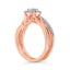 14K Rose Gold Plated Sterling Silver Diamond Round Halo Bridal Set