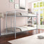 Metal bunk bed/sturdy/noise reduction/2 side ladders/safety guardrails/CPC certification/no spring box required (Silver) - Korvel