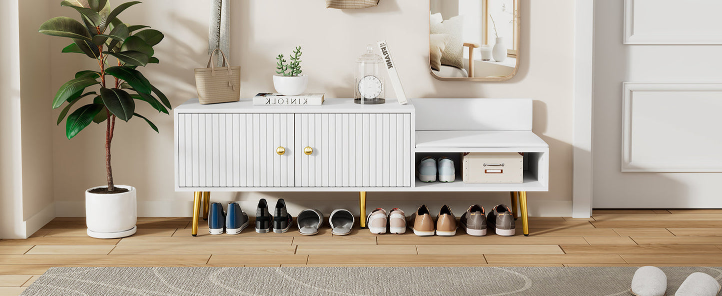 Banc de rangement pour chaussures blanc moderne avec rangement caché