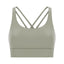 Cross back yoga bra brushed bare high-strength shock-absorbing gathering sports vest for women - Korvel