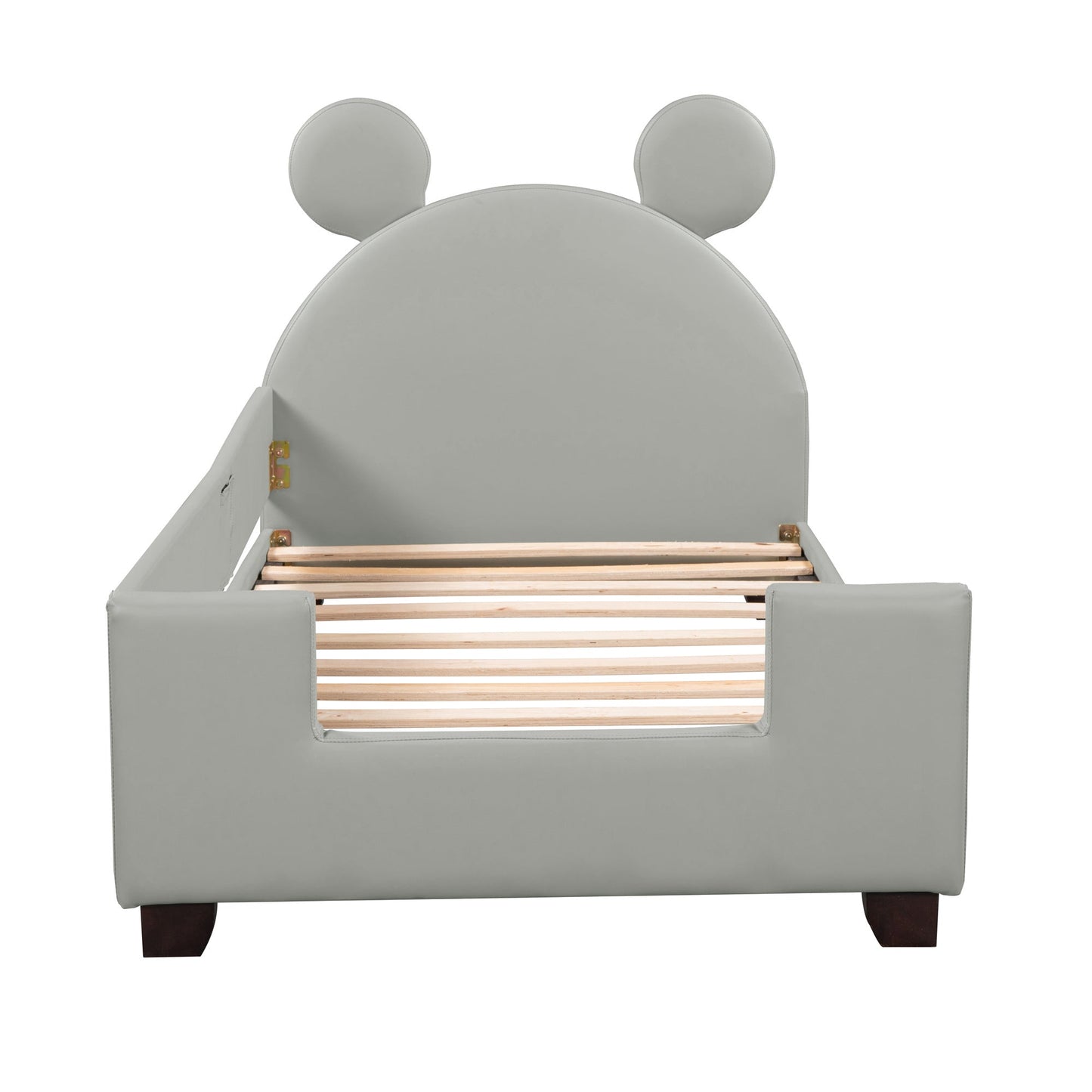 Twin Size Upholstered Daybed with Carton Ears Shaped Headboard  Grey - Korvel