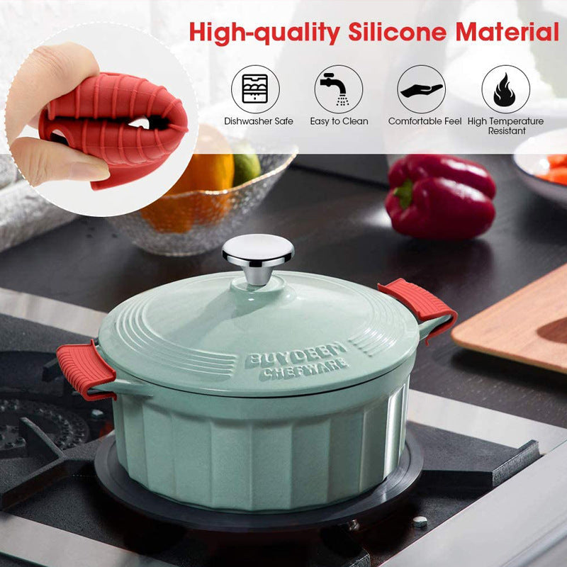 Silicone insulated pot handle sleeve set high-temperature resistant and anti slip pot ear clip anti scald hand clip - Korvel