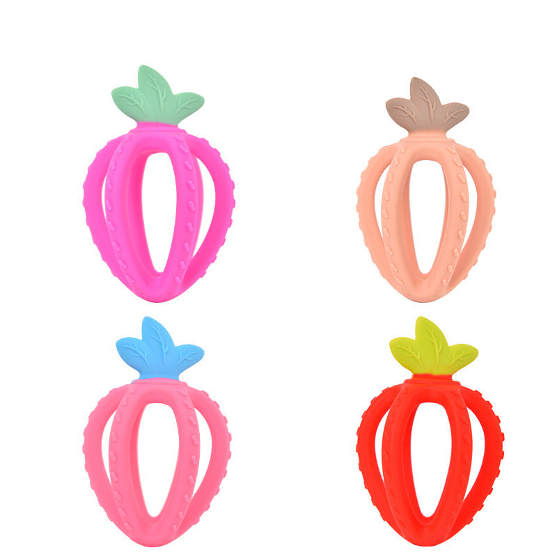 Baby Gloves Teething Rubber Silicone Baby Anti-Eating Hands Soothing Rattles Hand Ring Teething Stick Bite Toy - Korvel
