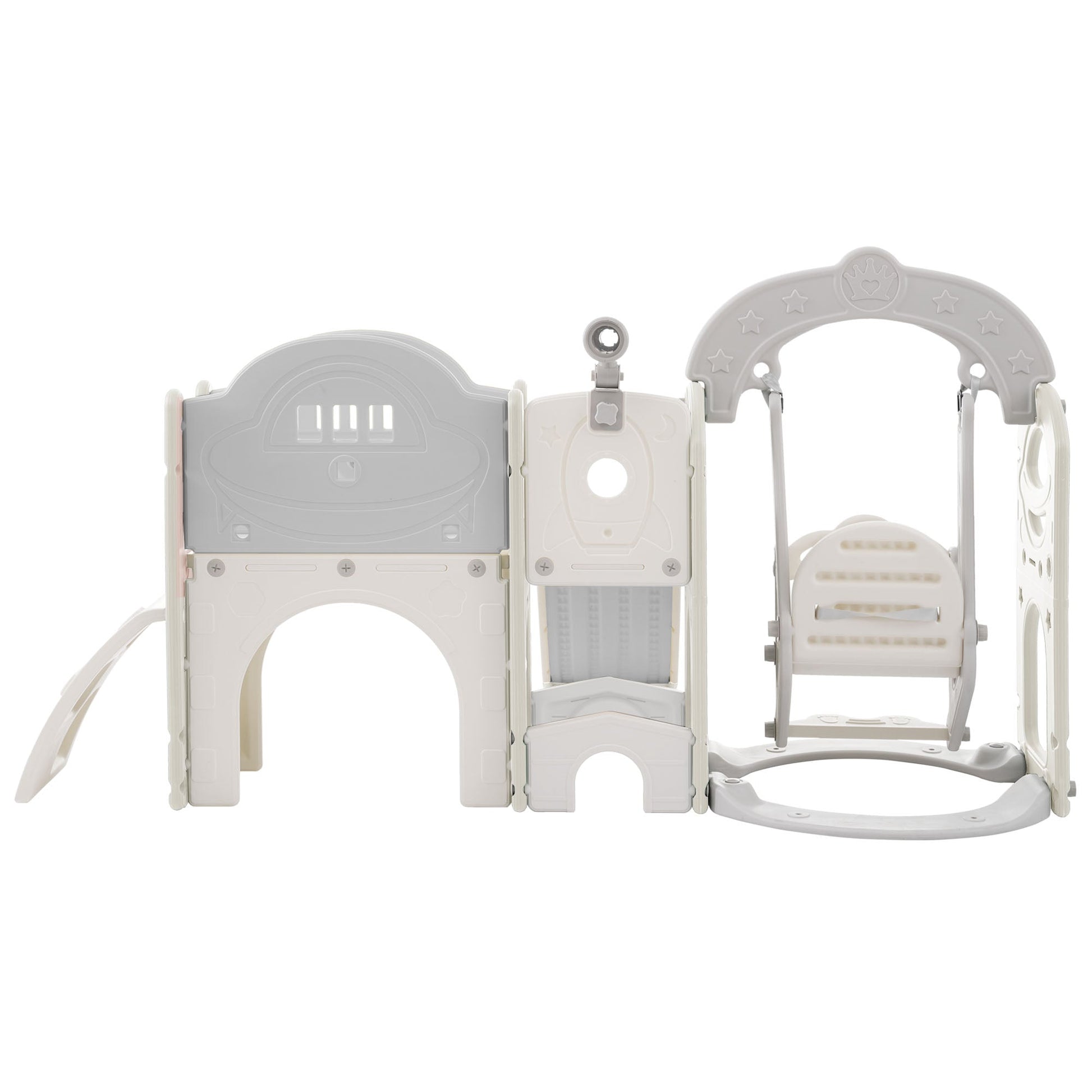Toddler Slide and Swing Set 7 in 1, Kids Playground Climber Slide Playset with Basketball Hoop Freestanding  Combination - Korvel