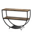 TREXM Rustic Industrial Design Demilune Shape Textured Metal Distressed Wood Console Table (Distressed Brown) - Korvel