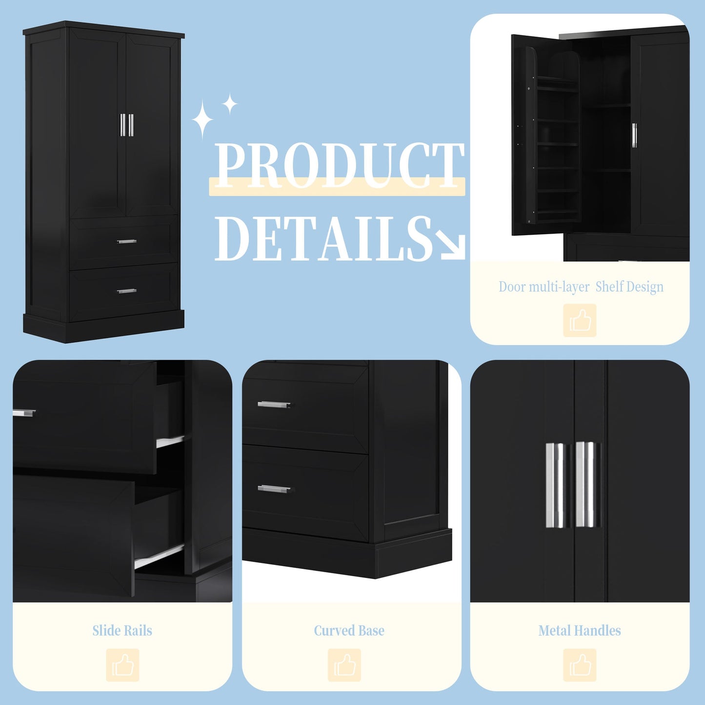 Elegant Tall Bathroom Storage Cabinet with Adjustable Shelf