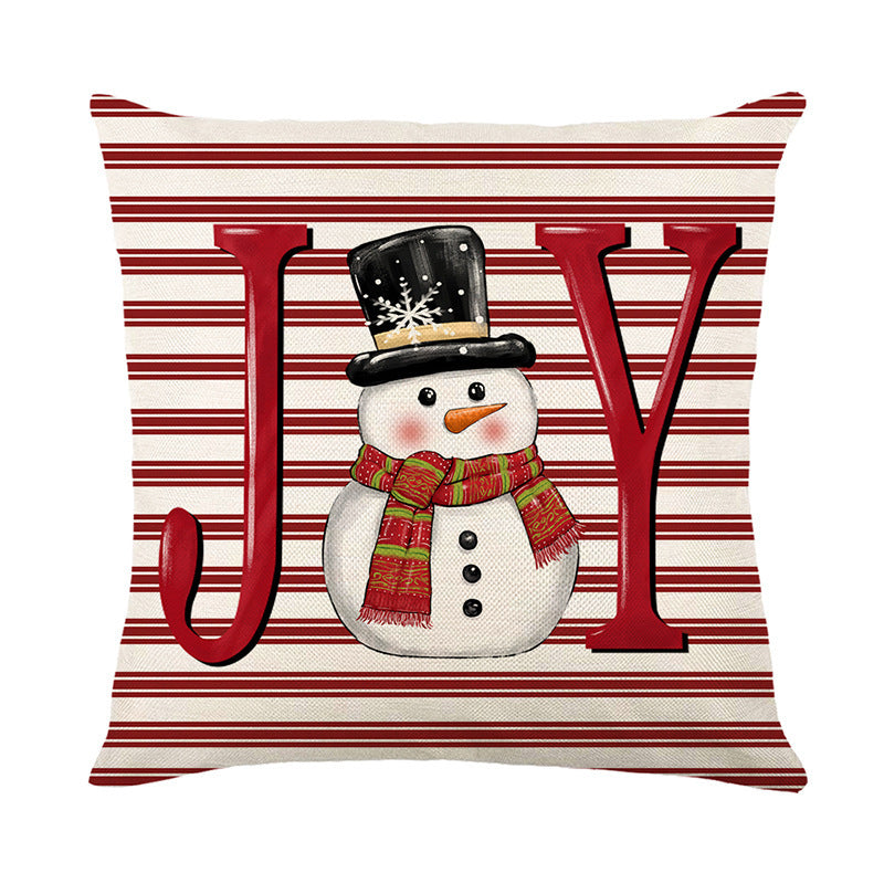 Funda de Almohada de Lino Navideña para Decoración Festiva del Hogar