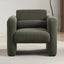 Modern style chair with sheepskin Sherpa fabric soft cushion, comfortable armchair, soft with backrest and pillow, seaweed green - Korvel