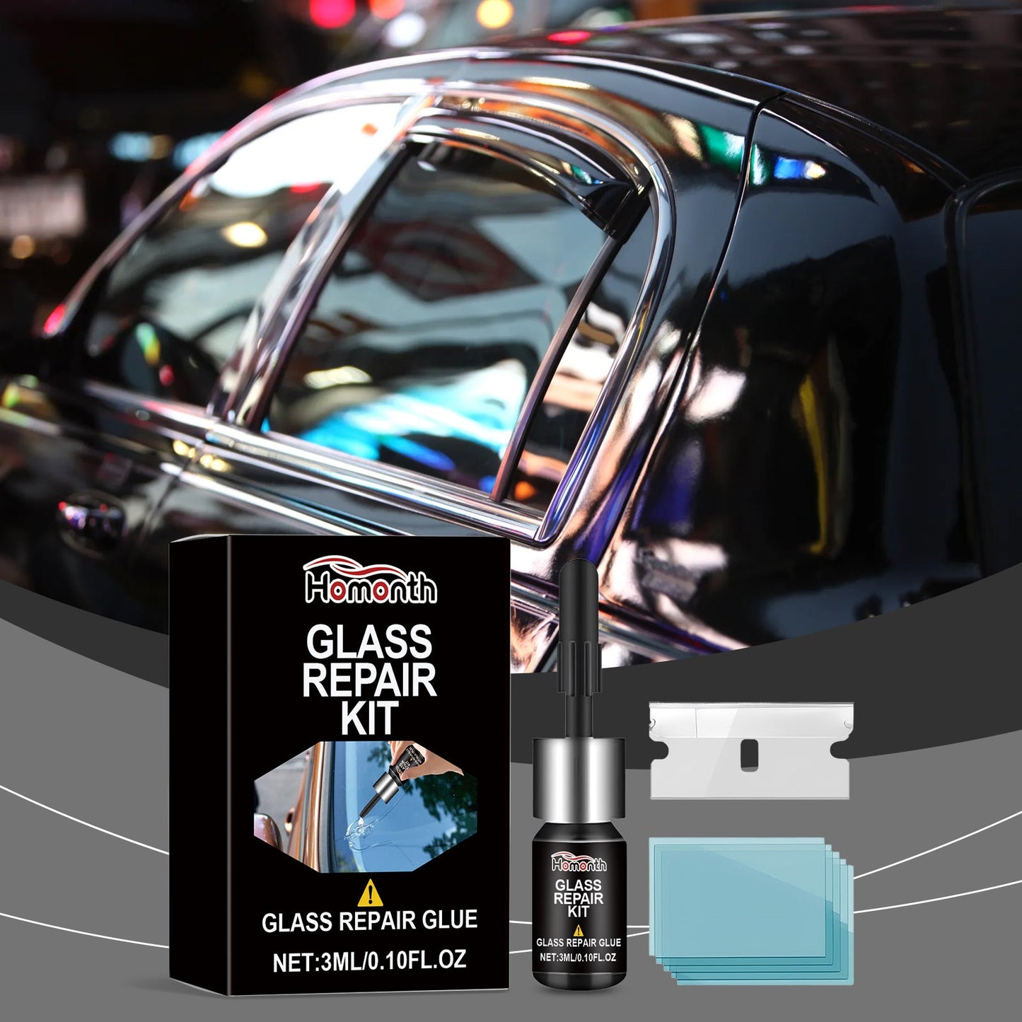 Portable Windshield Repair Kit for Automotive Glass