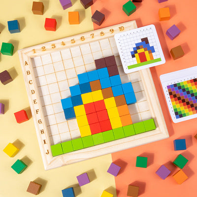 Color counting block, cube building block, color recognition sorting, stacking puzzle, children's puzzle, early education, wooden toy - Korvel