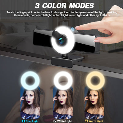 4K High-Definition USB Webcam with Autofocus and Fill Light