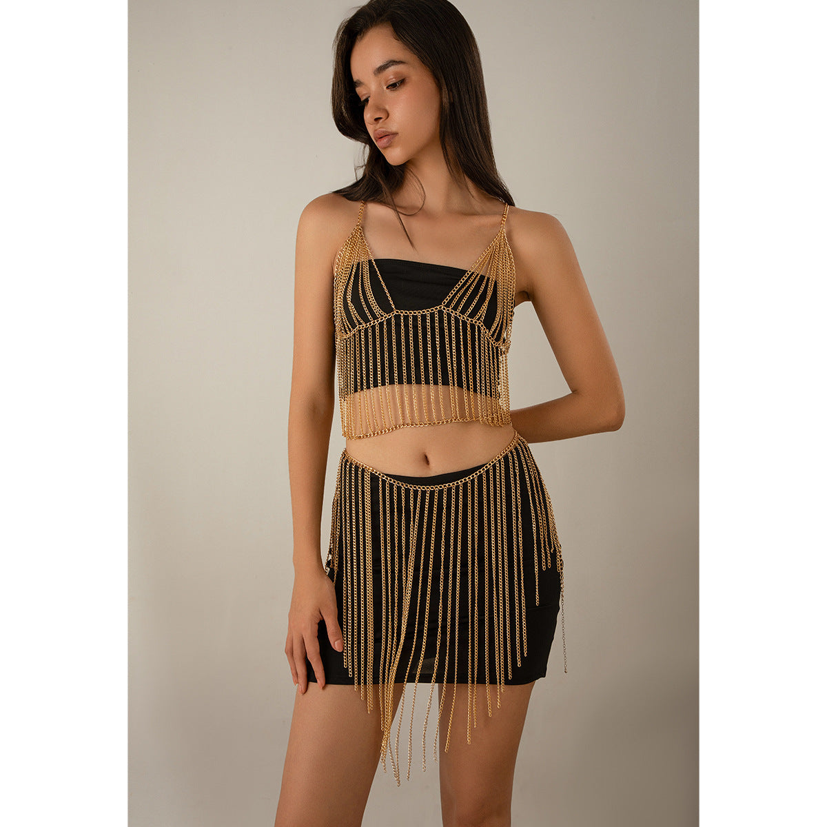 Bijoux de corps en chaîne à franges multi-couches élégants
