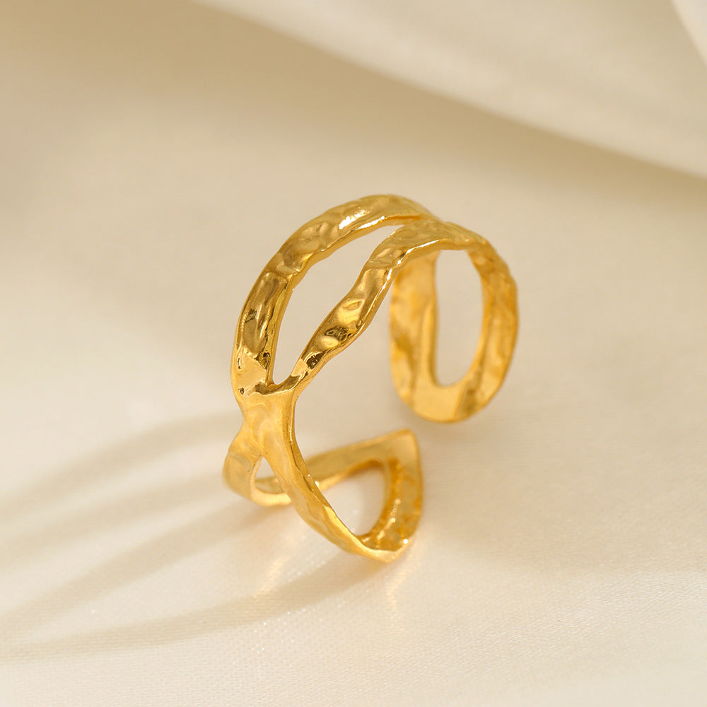 Anillo Elegante Ajustable de Apertura Cruzada