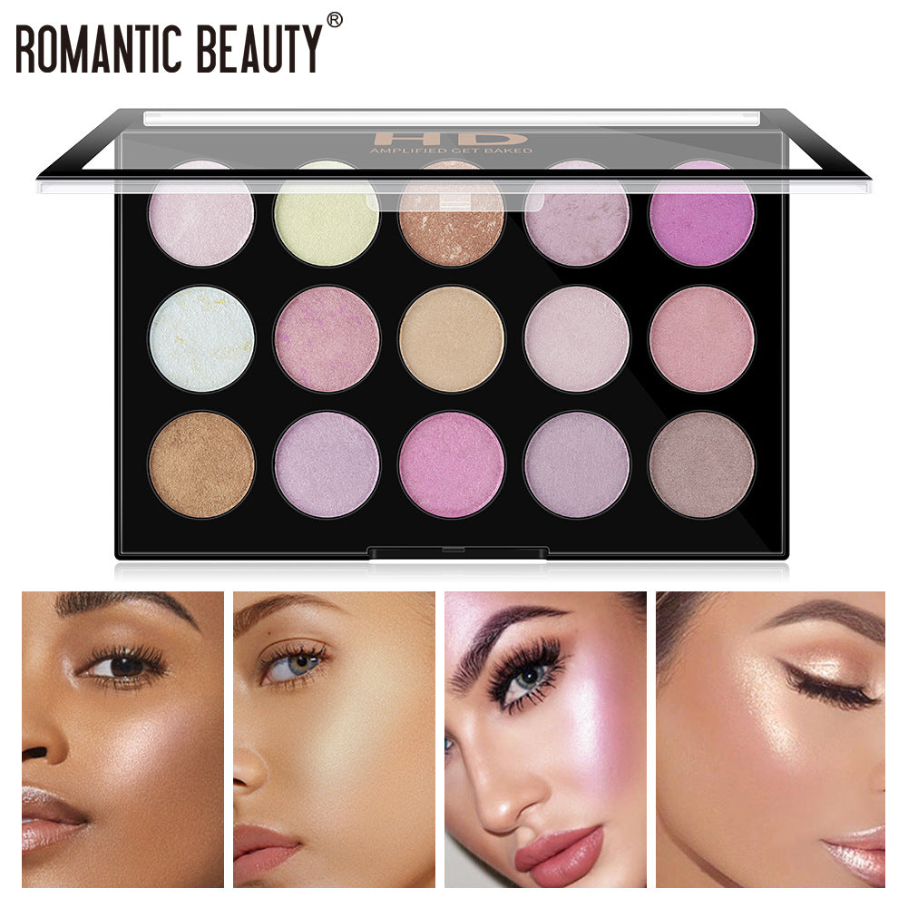 Romantic Beauty 15 Color Multi-Color Highlighter Pearl Eyeshadow