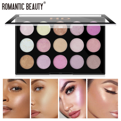 Romantic Beauty 15 Color Multi-Color Highlighter Pearl Eyeshadow