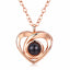 Silver Love Heart shaped Projection Pendant Necklace in 100 Languages, I Love You Projection Pendant Clavicle Chain - Korvel