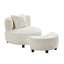 Fauteuil en tissu teddy beige moderne avec pouf