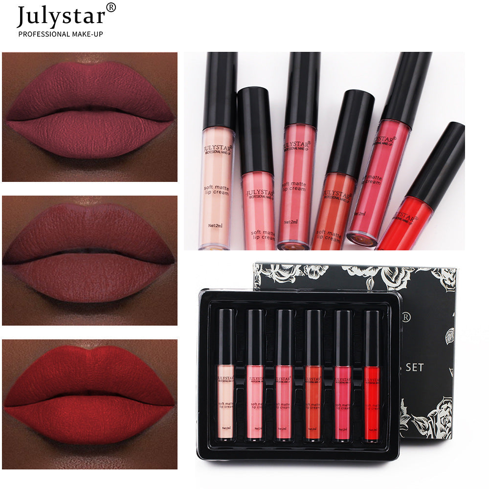 Velvet Matte Lip Glaze Suit Waterproof Non Stick Cup Color Fast Lipstick Lip Color - Korvel
