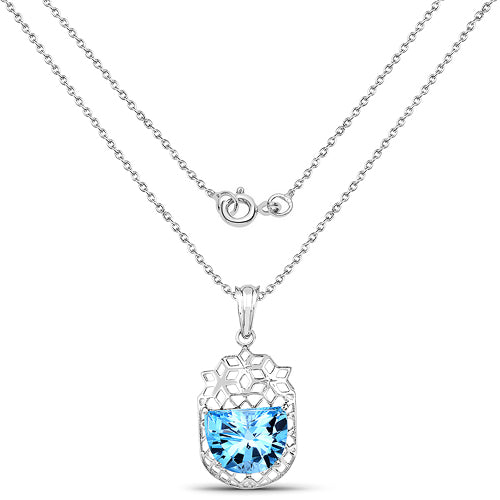 Pendentif en argent sterling avec topaze bleue suisse de 10,90 carats
