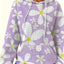 Floral Print Textured Drawstring Hoodie