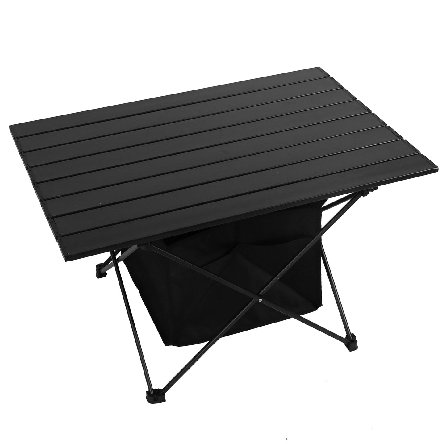 Foldable Camping Table with Storage Basket - Portable Aluminum Alloy