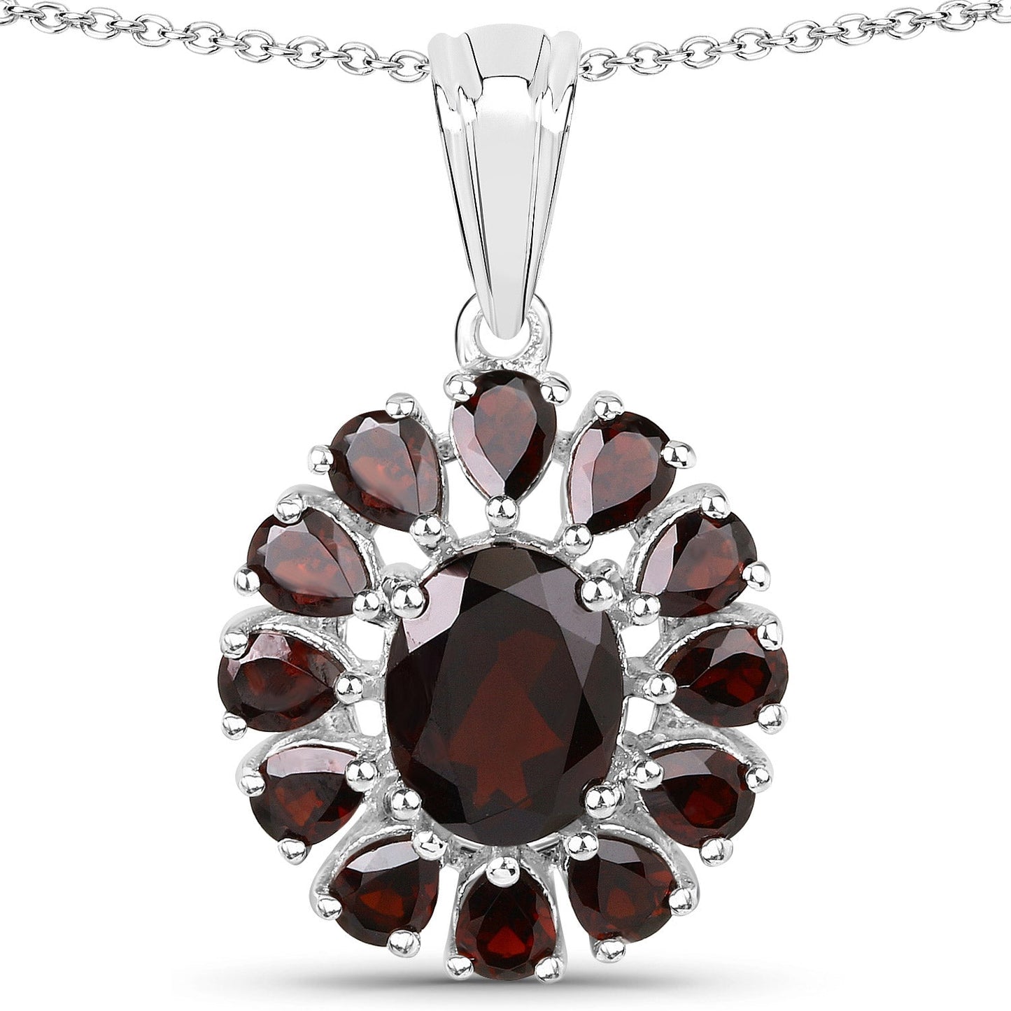 Elegant 13.82 Carat Garnet & White Topaz Jewelry Set in Sterling Silver