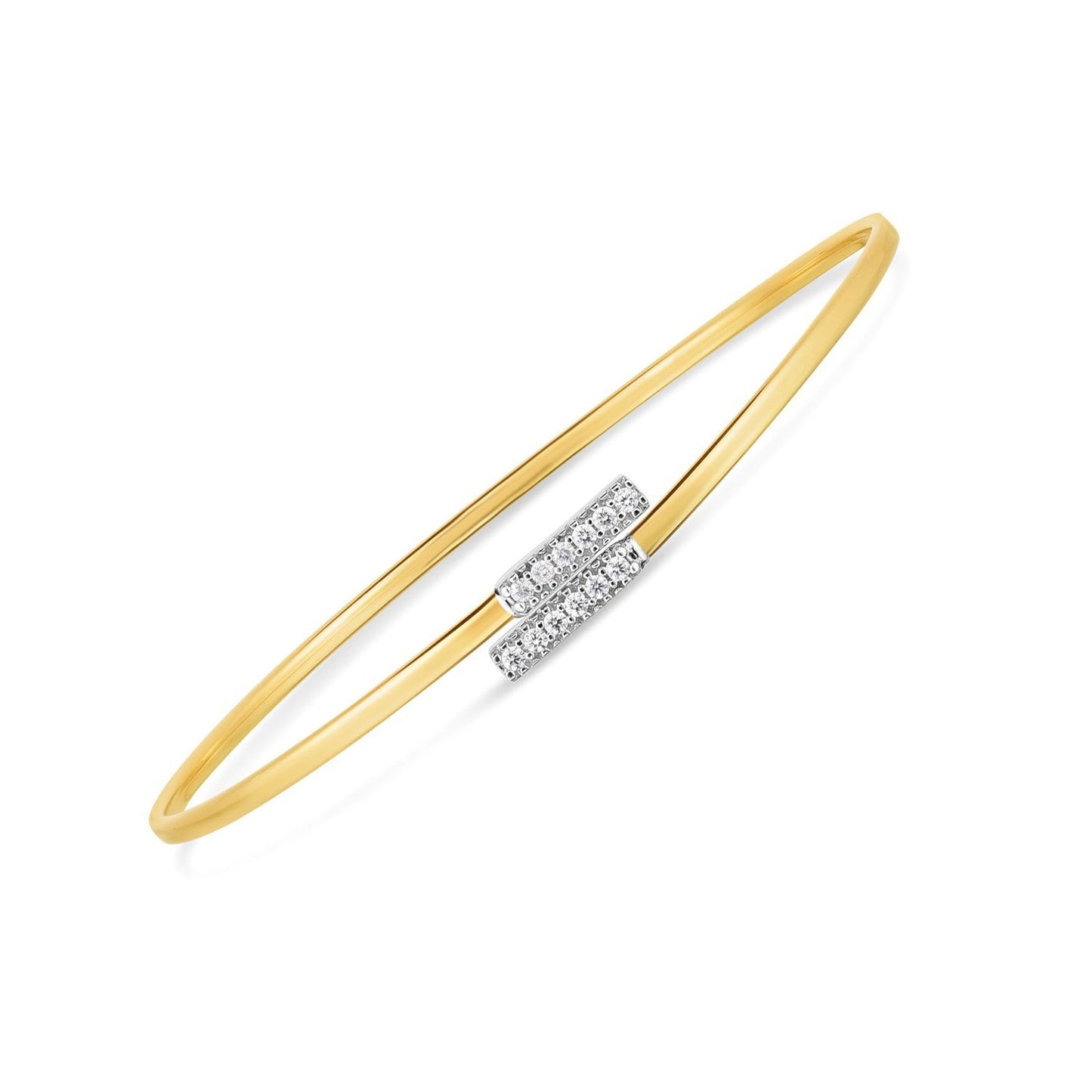 Bracelet Bangle en Or Bicolore 14k avec Diamants