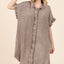 Mineral Wash Cotton Gauze Mini Shirt Dress for Women