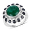 6.88 Carat Dyed Emerald & Blue Sapphire Sterling Silver Ring