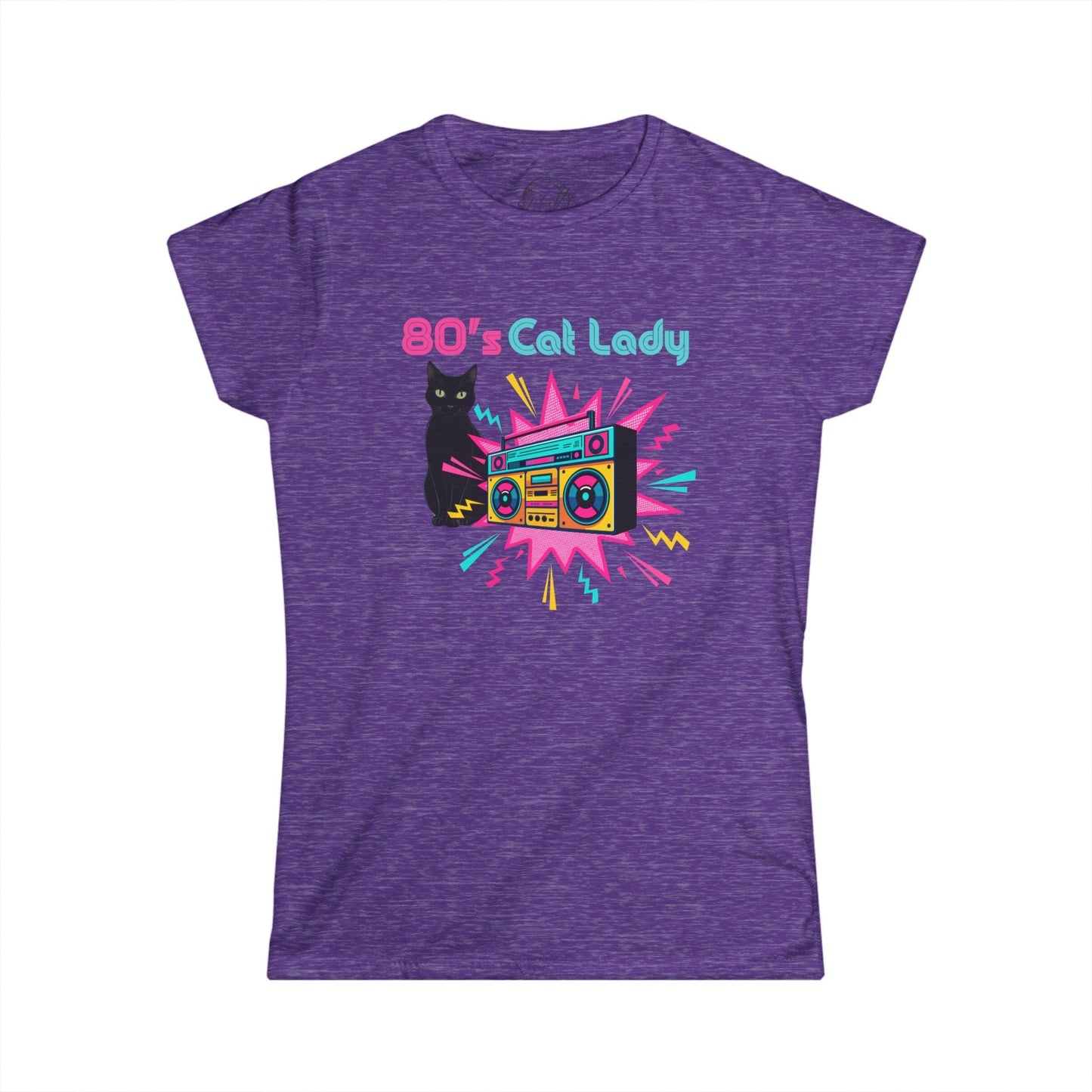 Retro 80's Cat Lover Graphic Tee - Whimsical Style for Feline Fans - Korvel