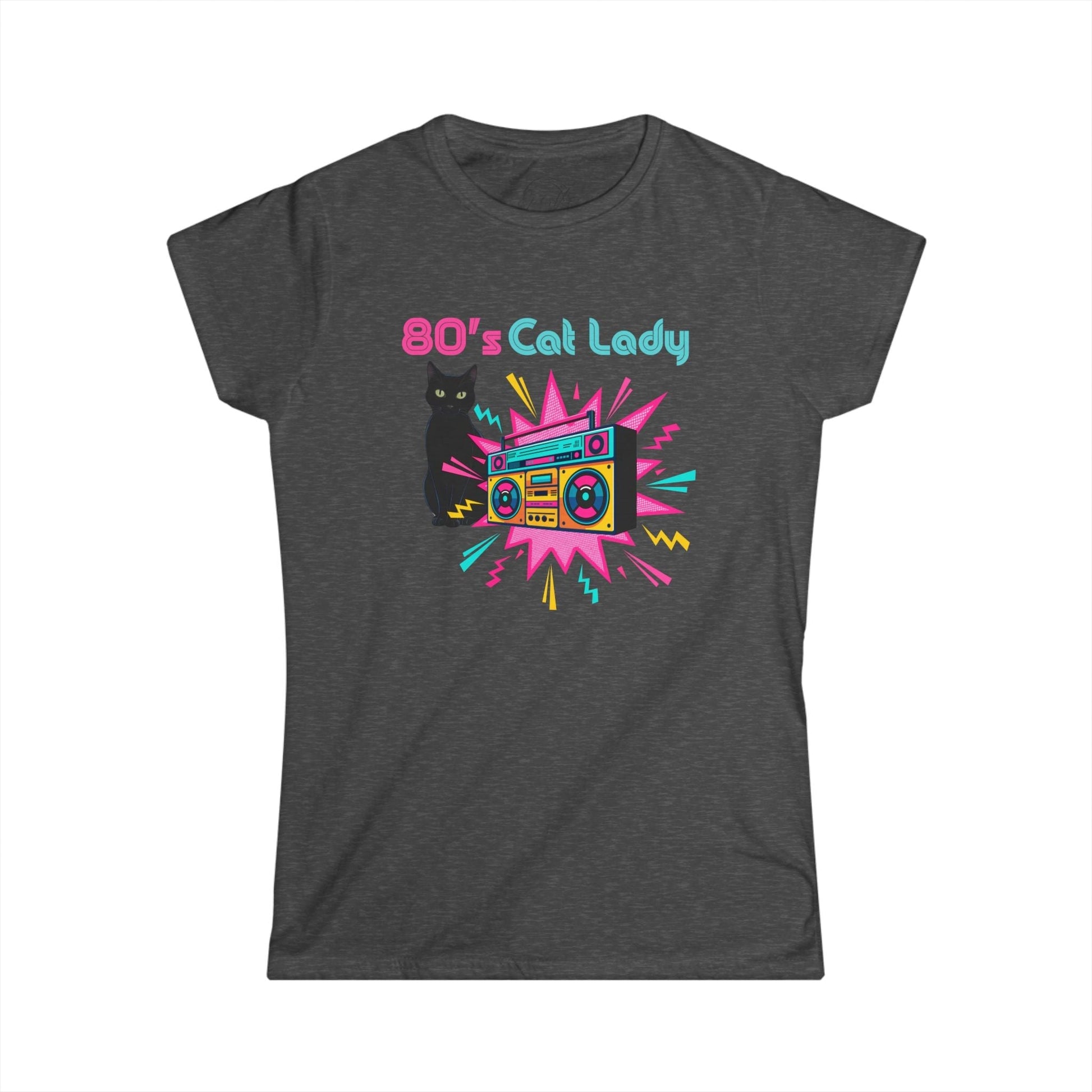 Retro 80's Cat Lover Graphic Tee - Whimsical Style for Feline Fans - Korvel