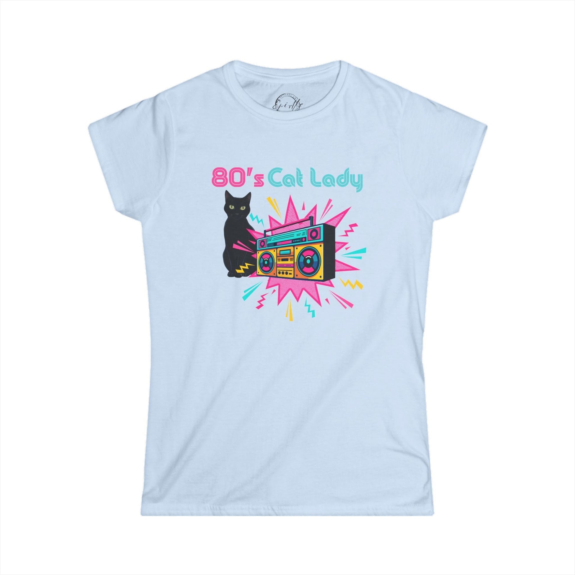 Retro 80's Cat Lover Graphic Tee - Whimsical Style for Feline Fans - Korvel