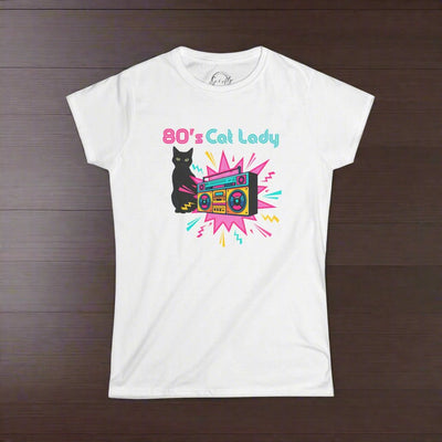 Retro 80's Cat Lover Graphic Tee - Whimsical Style for Feline Fans - Korvel