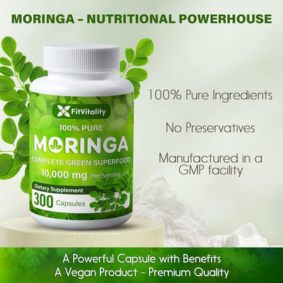 Moringa Capsules|300 Capsules|Moringa Oleifera|10,000mg - Korvel
