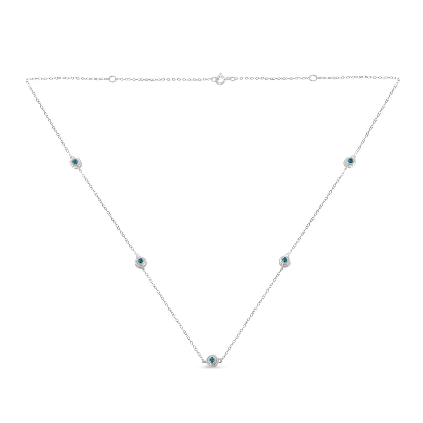Sterling Silver Blue Diamond Station Necklace