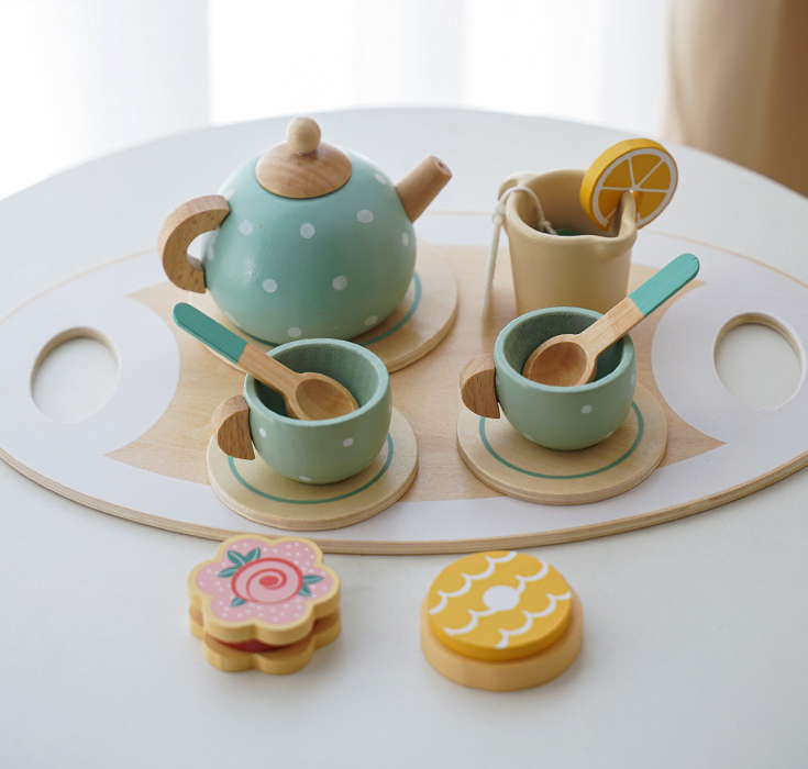 Children's Home Afternoon Tea Desserts Cake Sales Teapot Cups Tea Set Wooden Christmas Toys Gifts - Korvel
