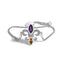 Bracelet Bolo Ajustable en Argent Sterling .925 avec Fleur De Lis et Améthyste et Citrine