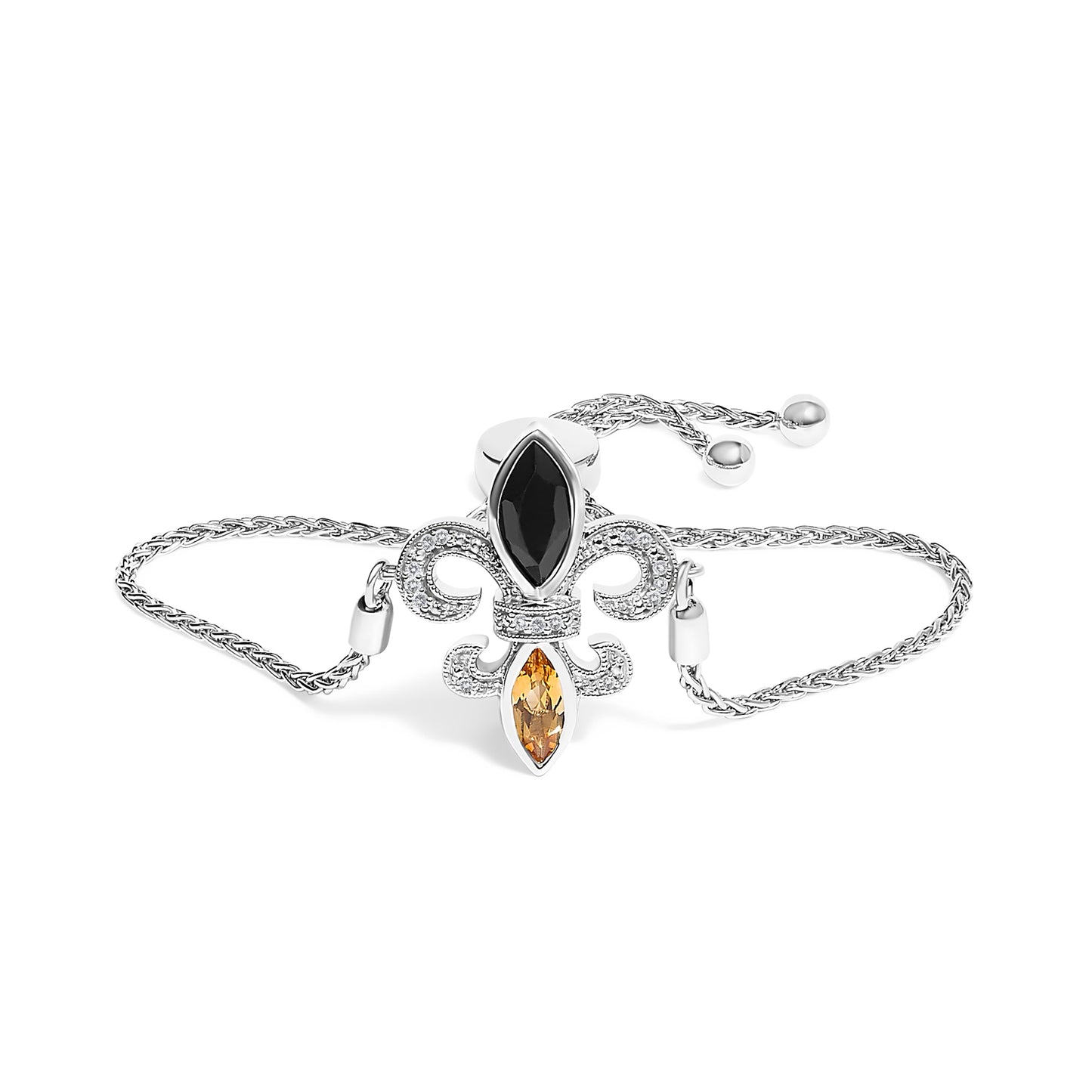 Bracelet Bolo Ajustable Fleur De Lis en Argent Sterling .925