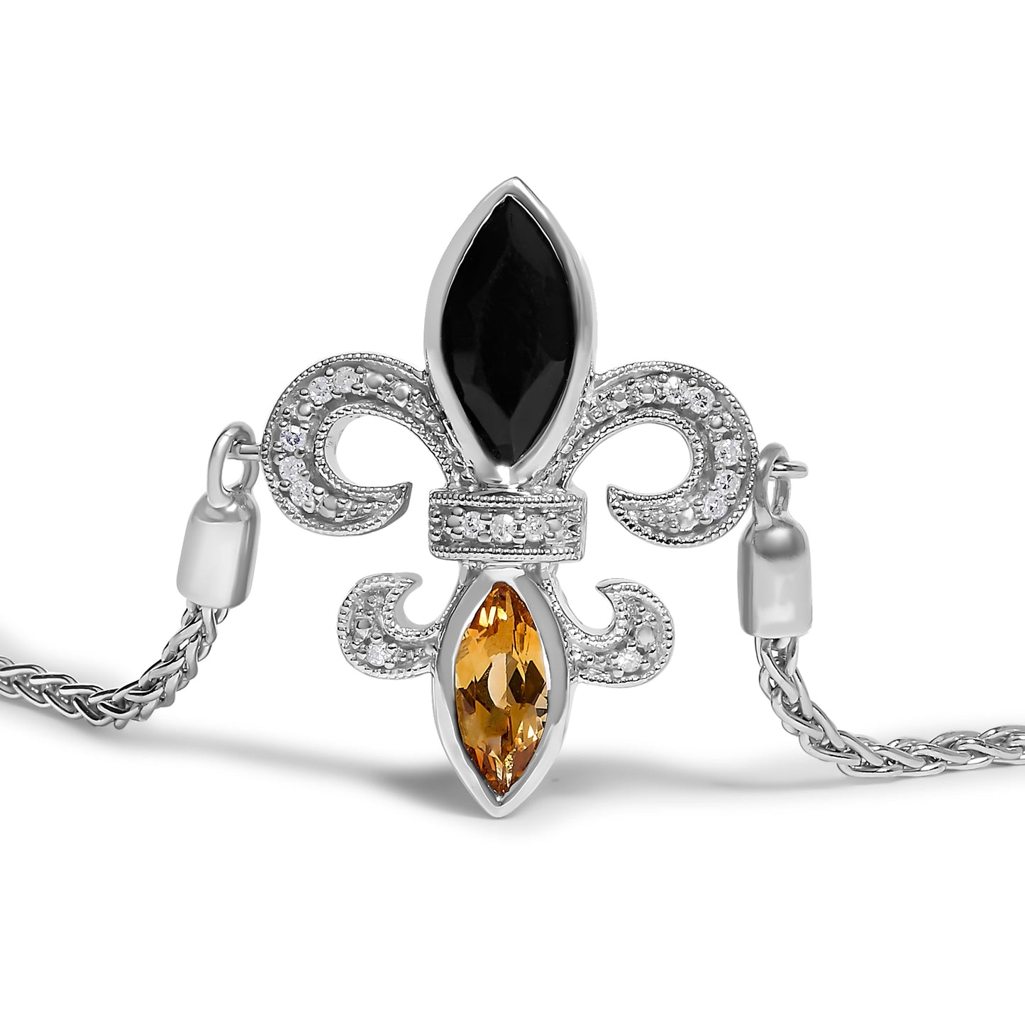 Bracelet Bolo Ajustable Fleur De Lis en Argent Sterling .925