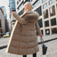 Winter Slim Long Jacket with Fur Hood for Women