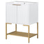 24" Bathroom Vanity with Sink, Bathroom Vanity Cabinet with Two Doors and Gold Metal Frame, Open Storage Shelf, White - Korvel