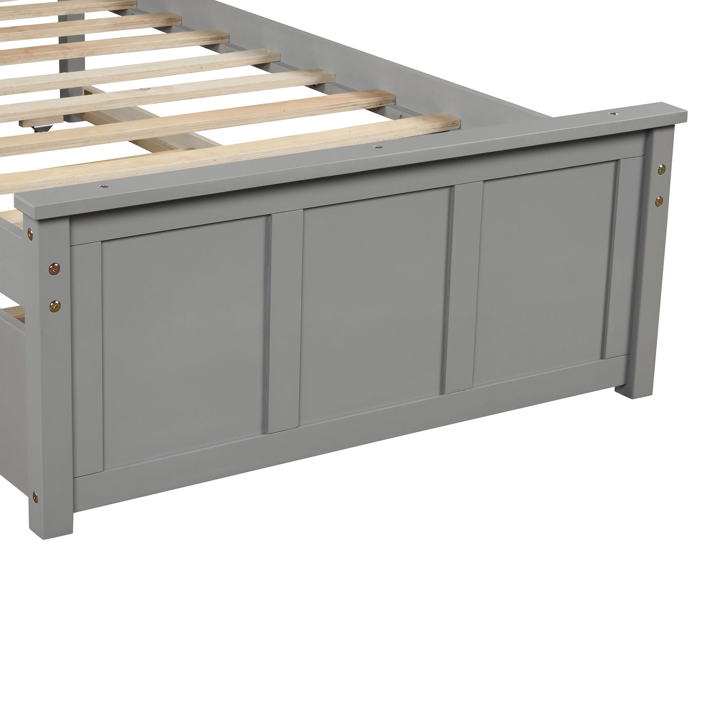Cama Plataforma Gris con Estructura de Cama Trundle de Tamaño Individual