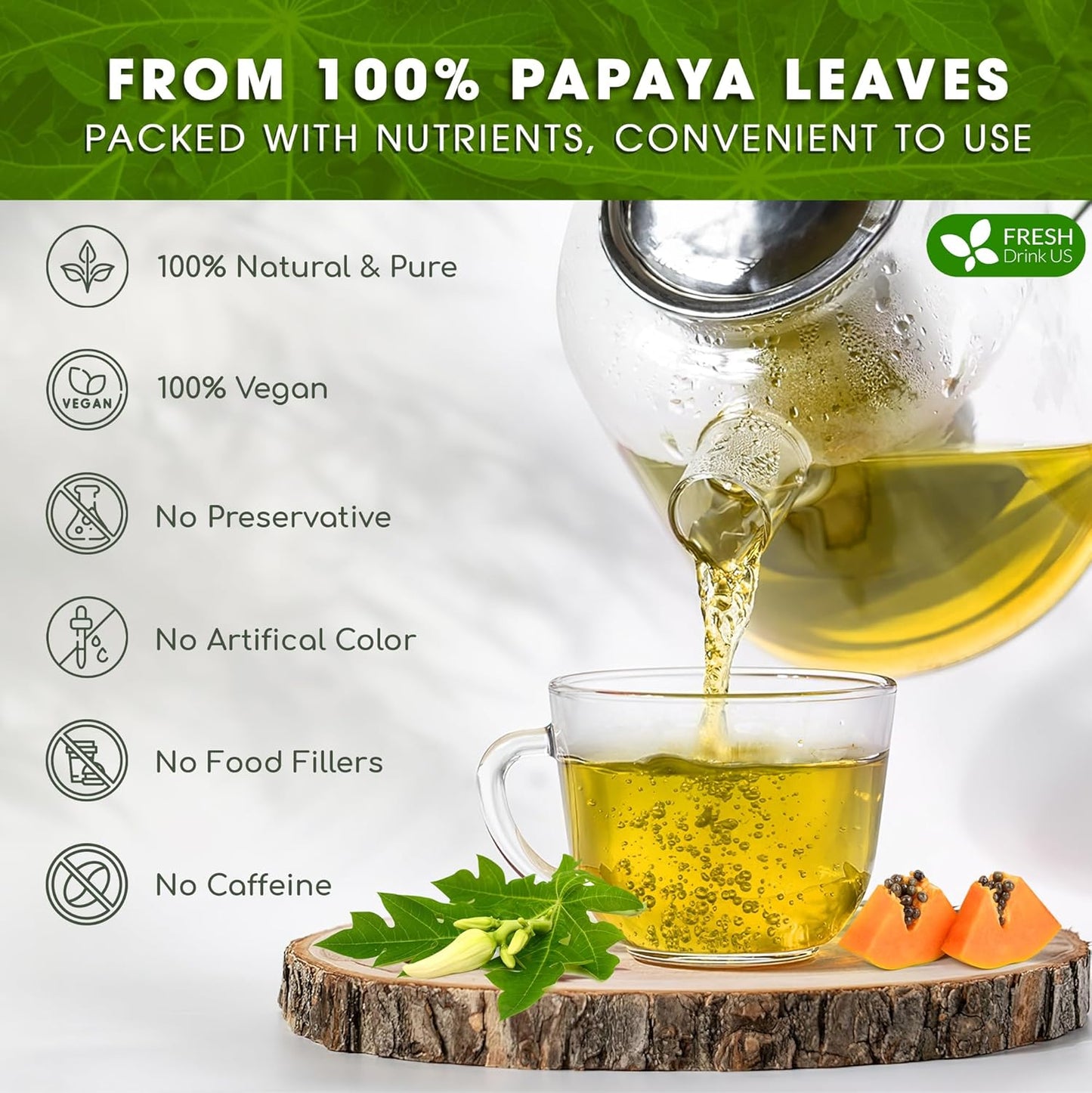 Premium Papaya Dried Leaves Herbal Tea - Caffeine-Free & Vegan