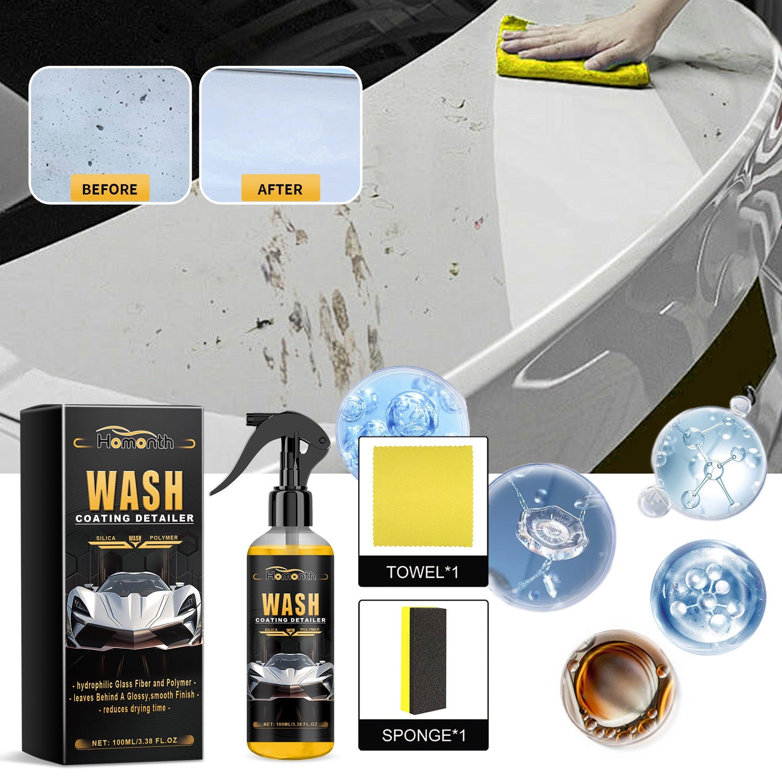 Wash Coating Detailer, Decontamination Refurbishment Maintenance Brightening Multi-Purpose Cleaning And Care Agent - Korvel