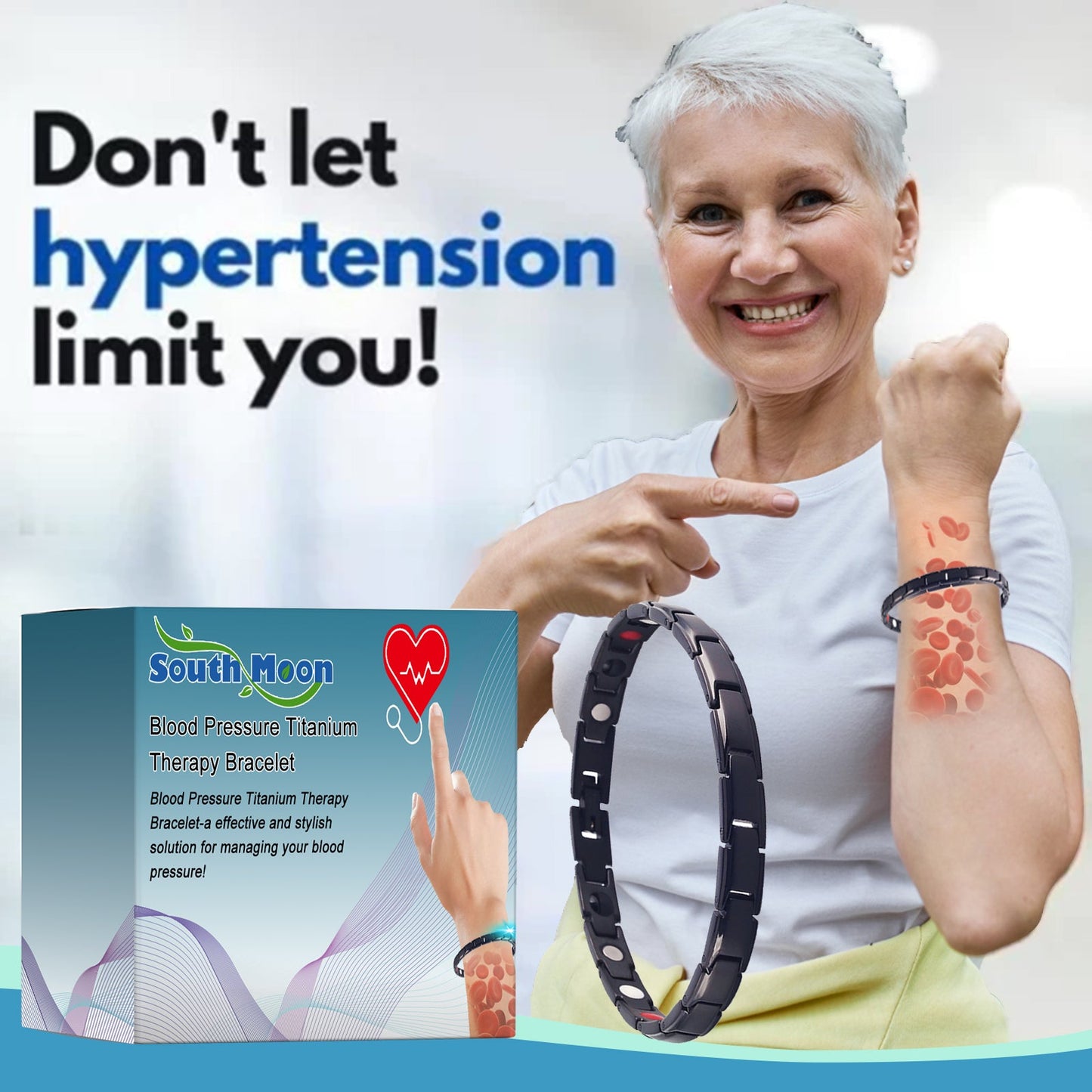 Blood Pressure Titanium Therapy Bracelet, Lightheadedness Relief Body Discomfort Capsule Body Care Bracelet - Korvel